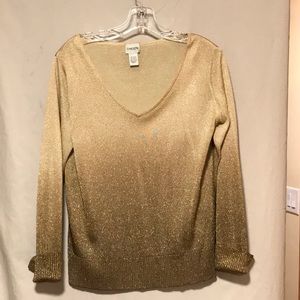 Chicos Golden V-neck Sweater size 2